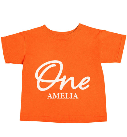 Personalised age and name orange baby toddler Tshirt 2 Years