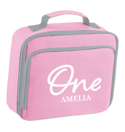 Personalised age and name insulated pink lunch bag cooler