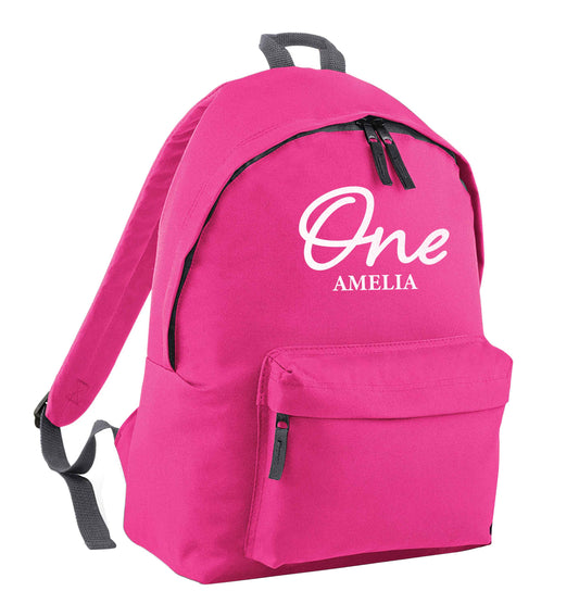 Personalised age and name pink children's backpack