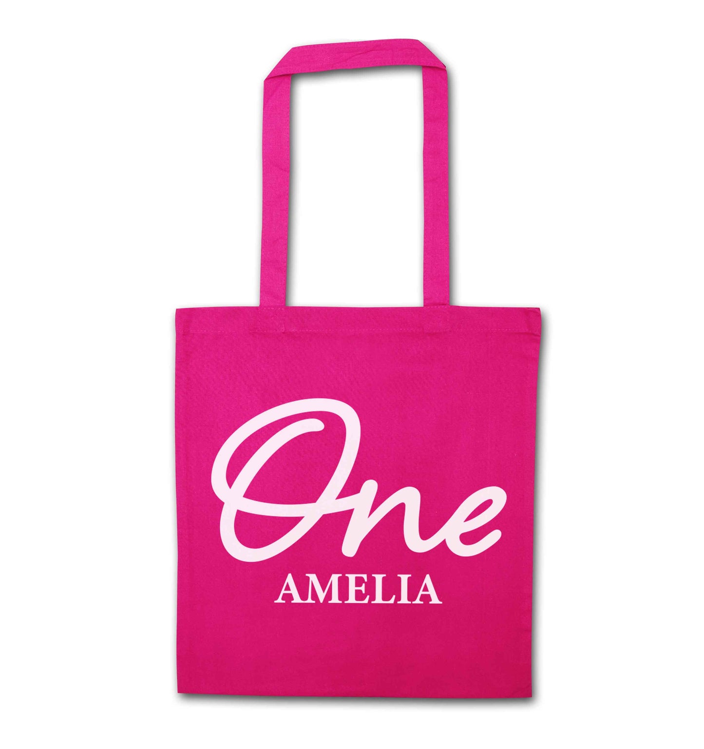 Personalised age and name pink tote bag