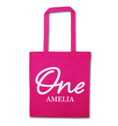 Personalised age and name pink tote bag