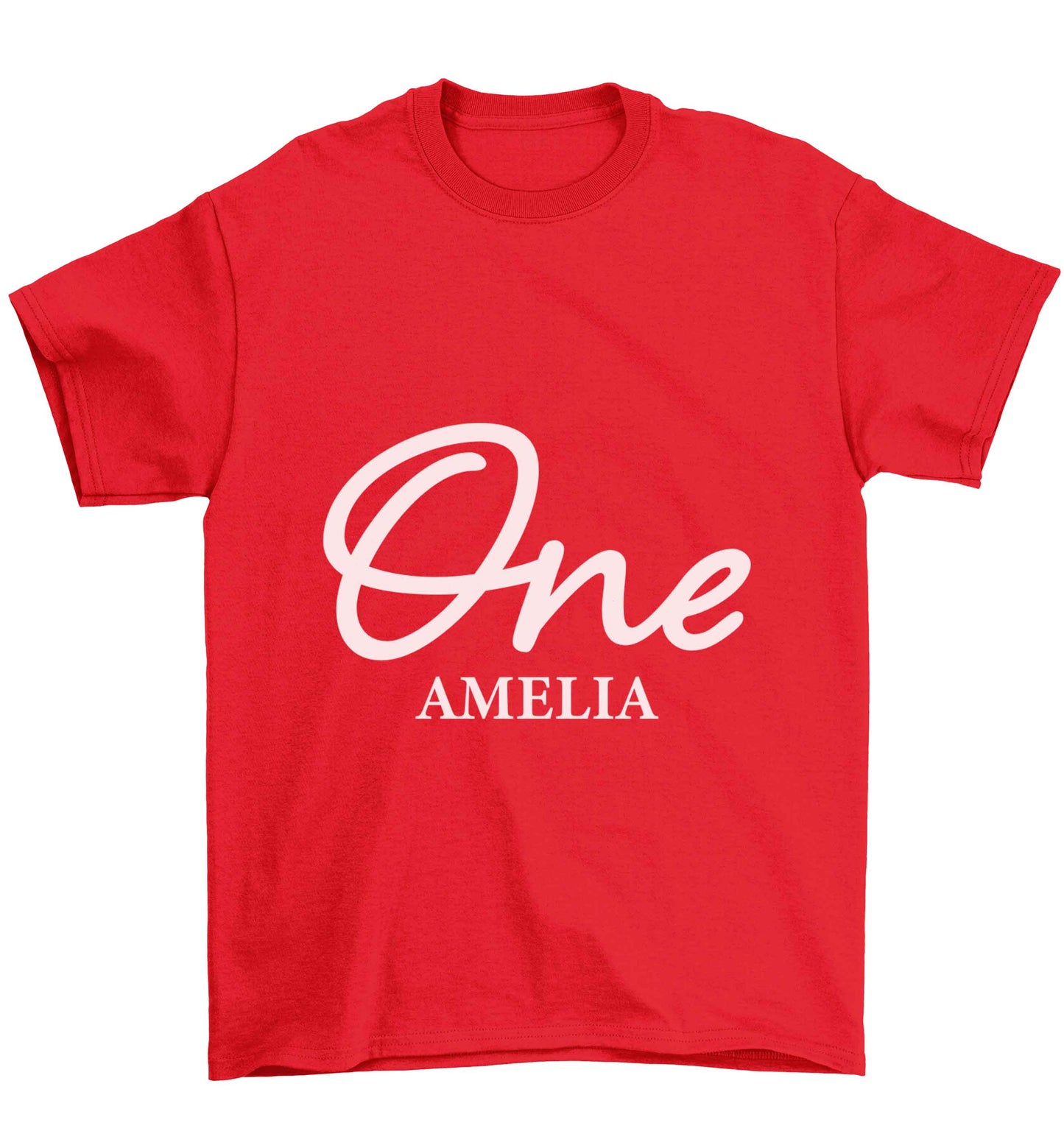 Personalised age and name Children's red Tshirt 12-13 Years