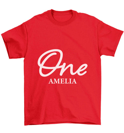 Personalised age and name Children's red Tshirt 12-13 Years