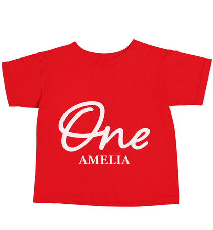 Personalised age and name red baby toddler Tshirt 2 Years