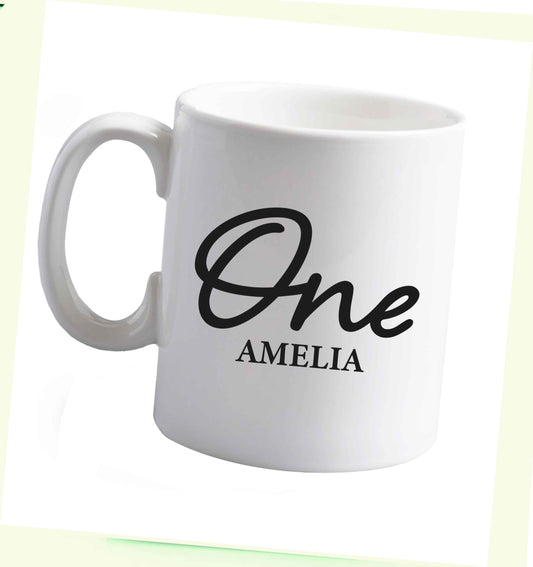 10 oz Personalised age and name ceramic mug right handed