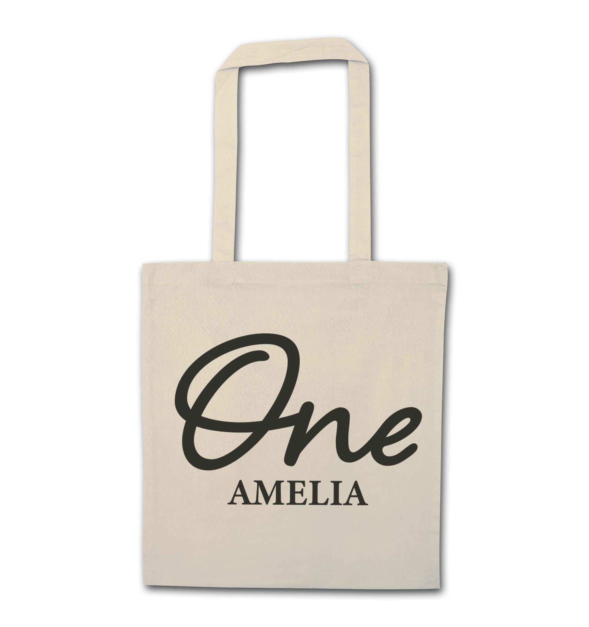 Personalised age and name natural tote bag
