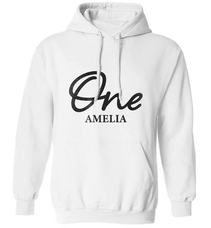 Personalised age and name adults unisex white hoodie 2XL