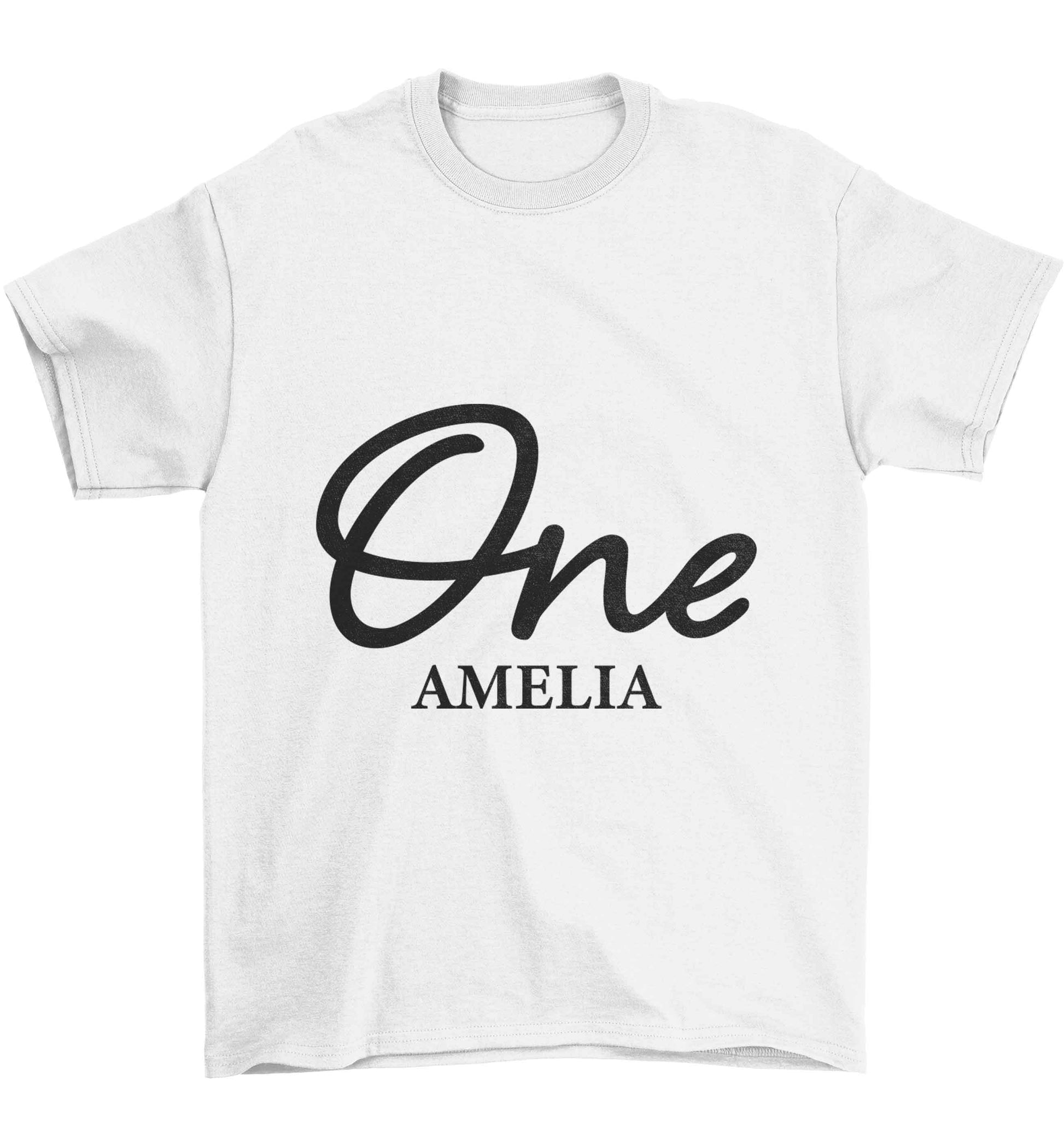 Personalised age and name Children's white Tshirt 12-13 Years