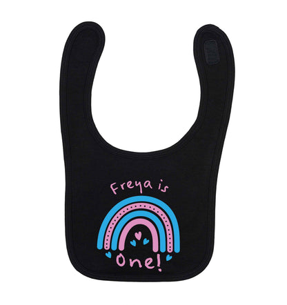 Personalised birthday crew black baby bib