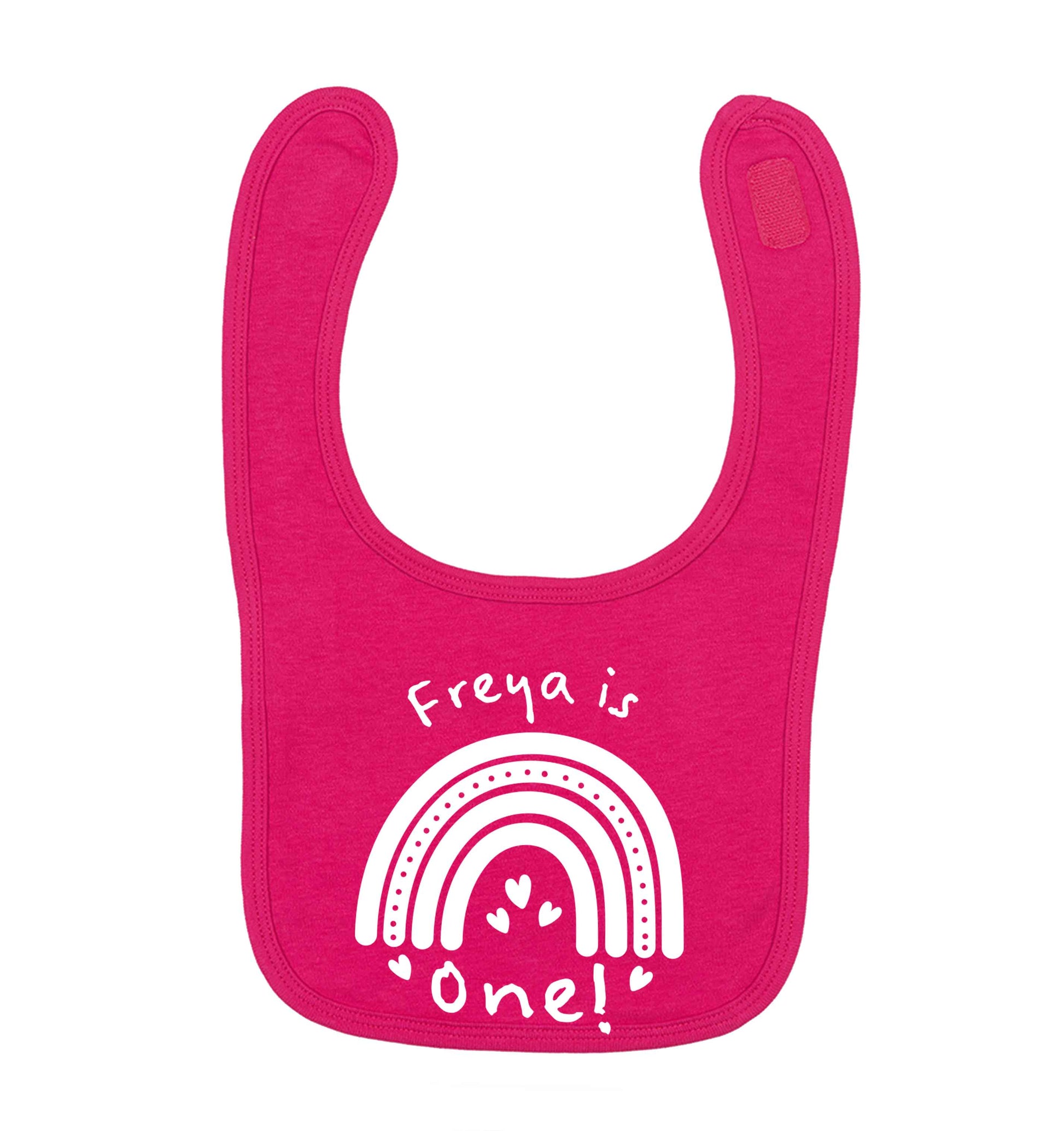 Personalised birthday crew dark pink baby bib