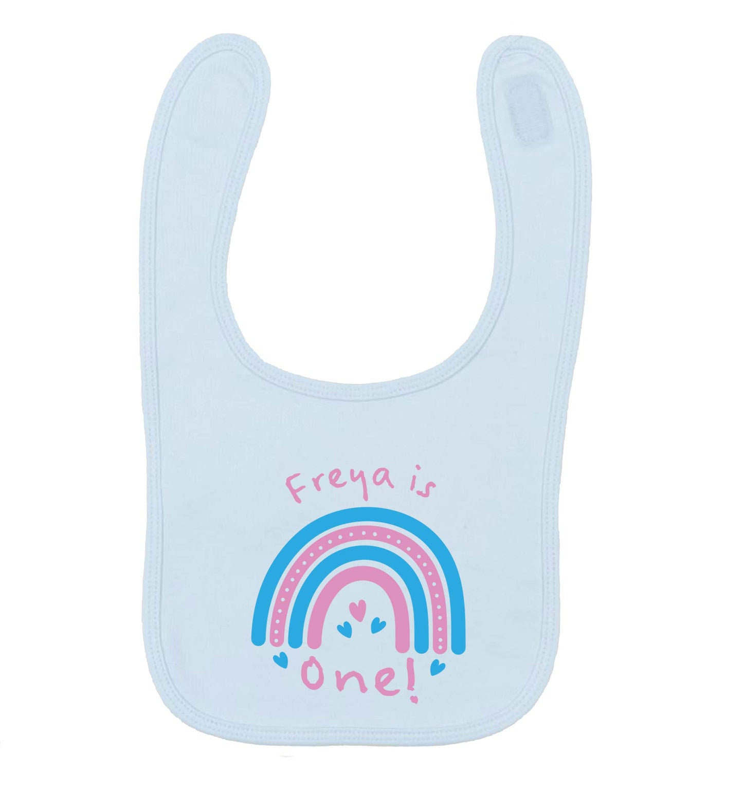 Personalised birthday crew pale blue baby bib