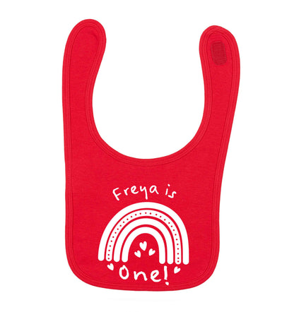 Personalised birthday crew red baby bib