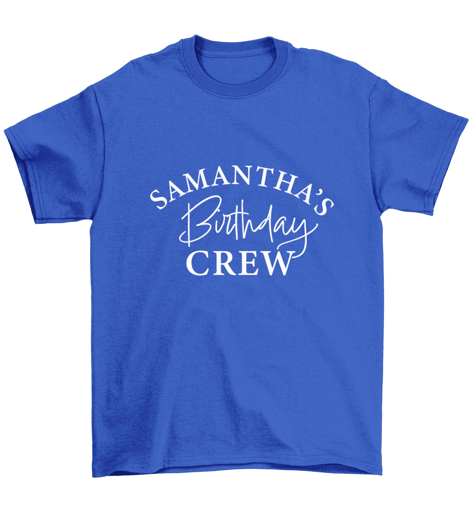 Personalised birthday crew Children's blue Tshirt 12-13 Years