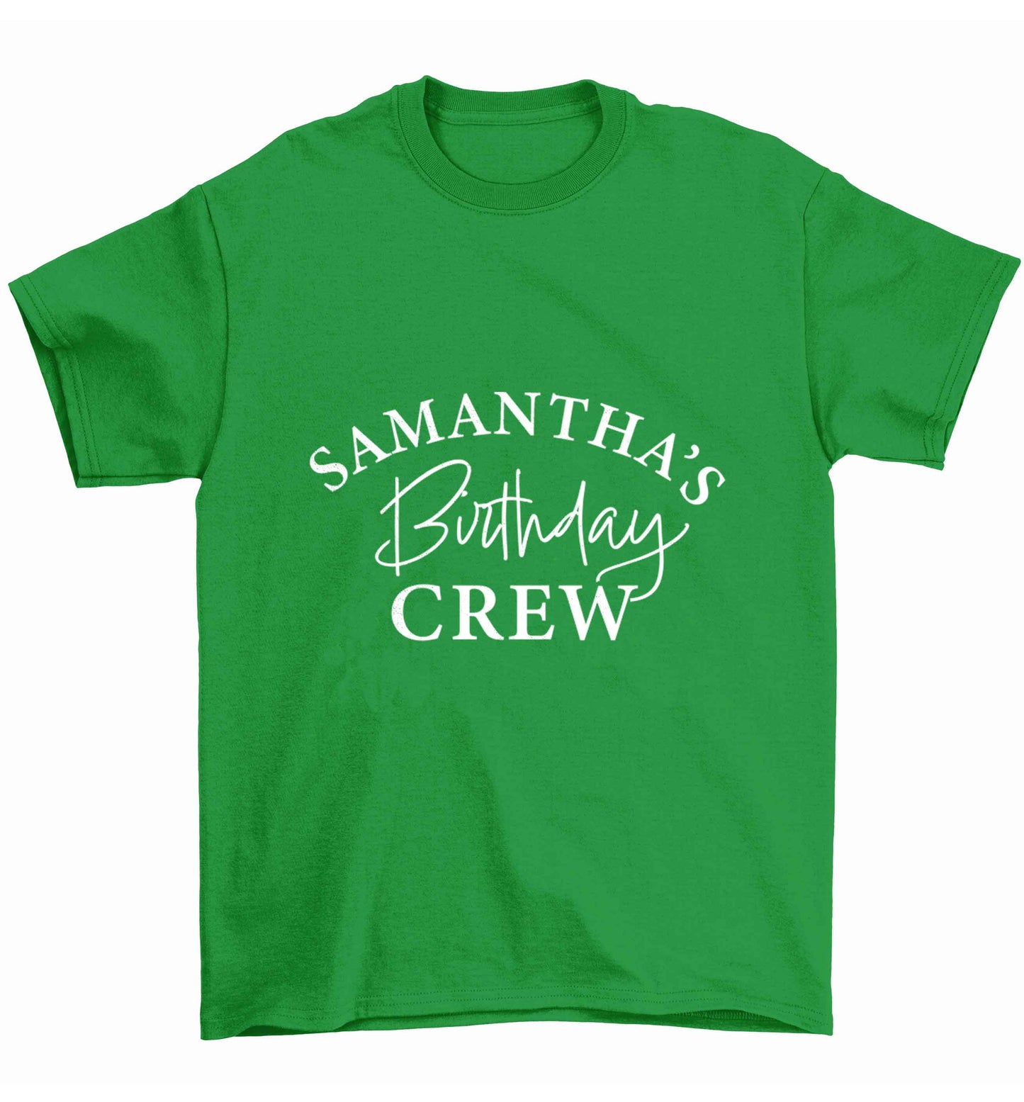 Personalised birthday crew Children's green Tshirt 12-13 Years