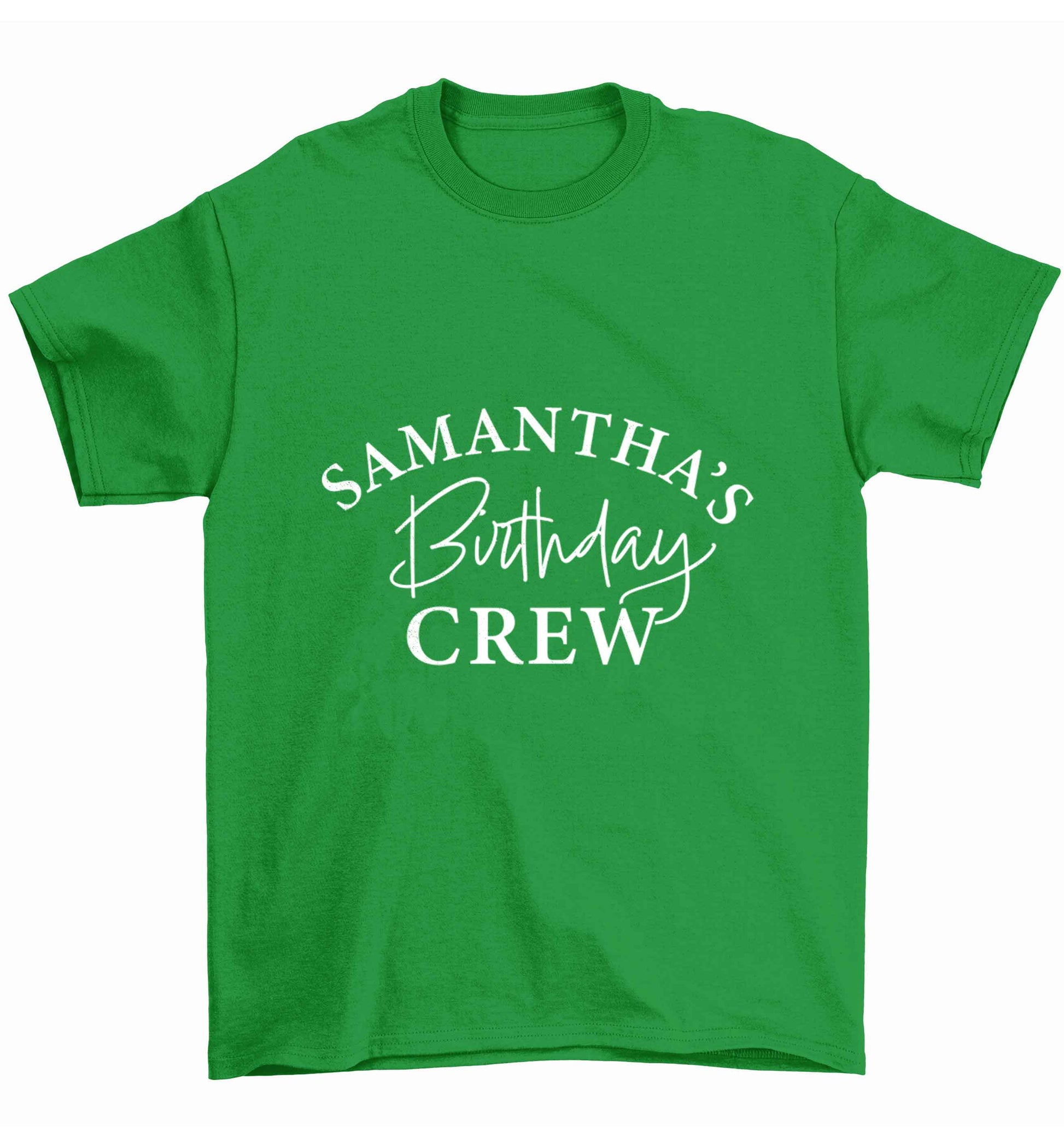 Personalised birthday crew Children's green Tshirt 12-13 Years