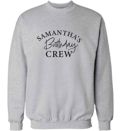 Personalised birthday crew adult's unisex grey sweater 2XL