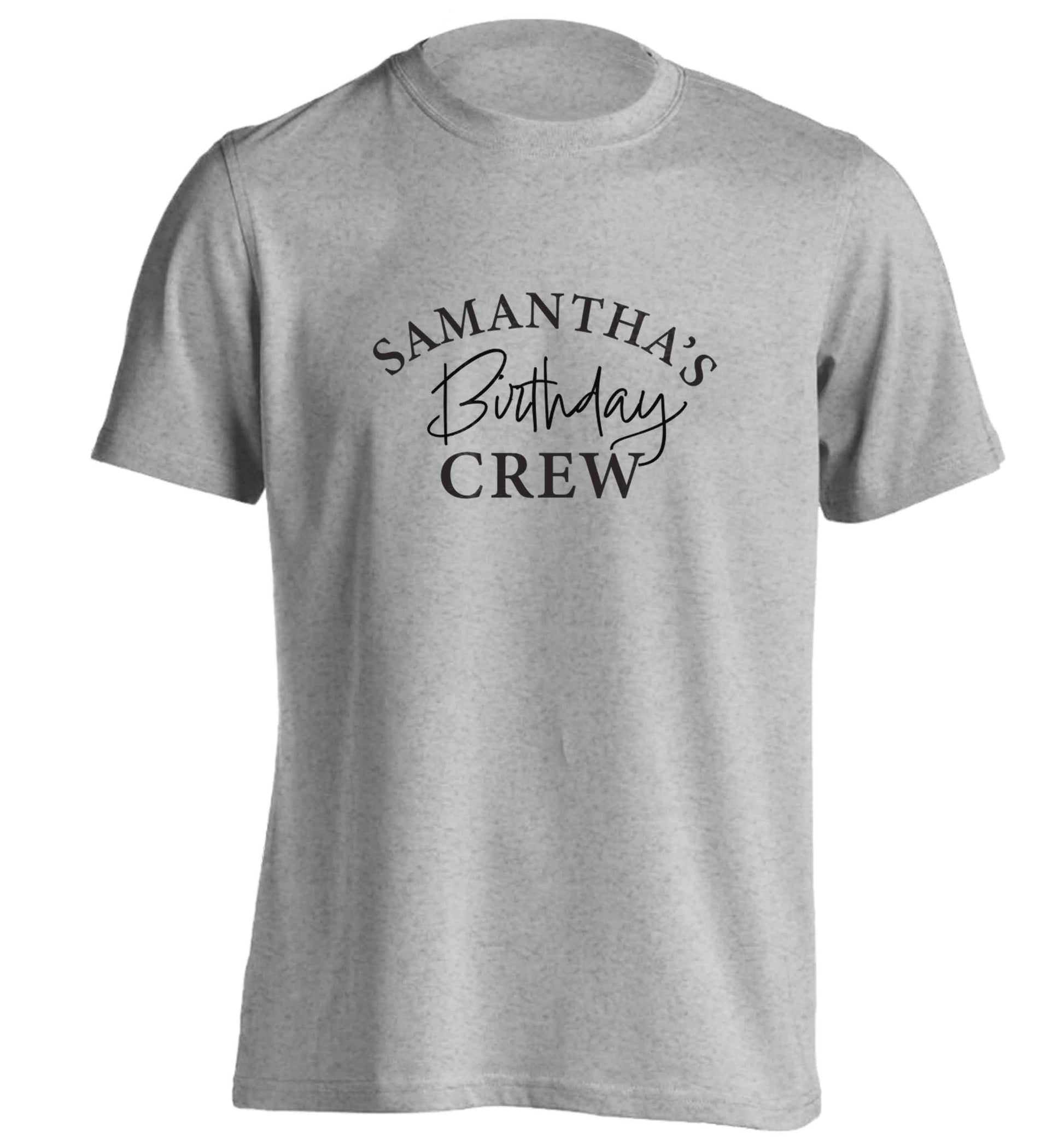 Personalised birthday crew adults unisex grey Tshirt 2XL