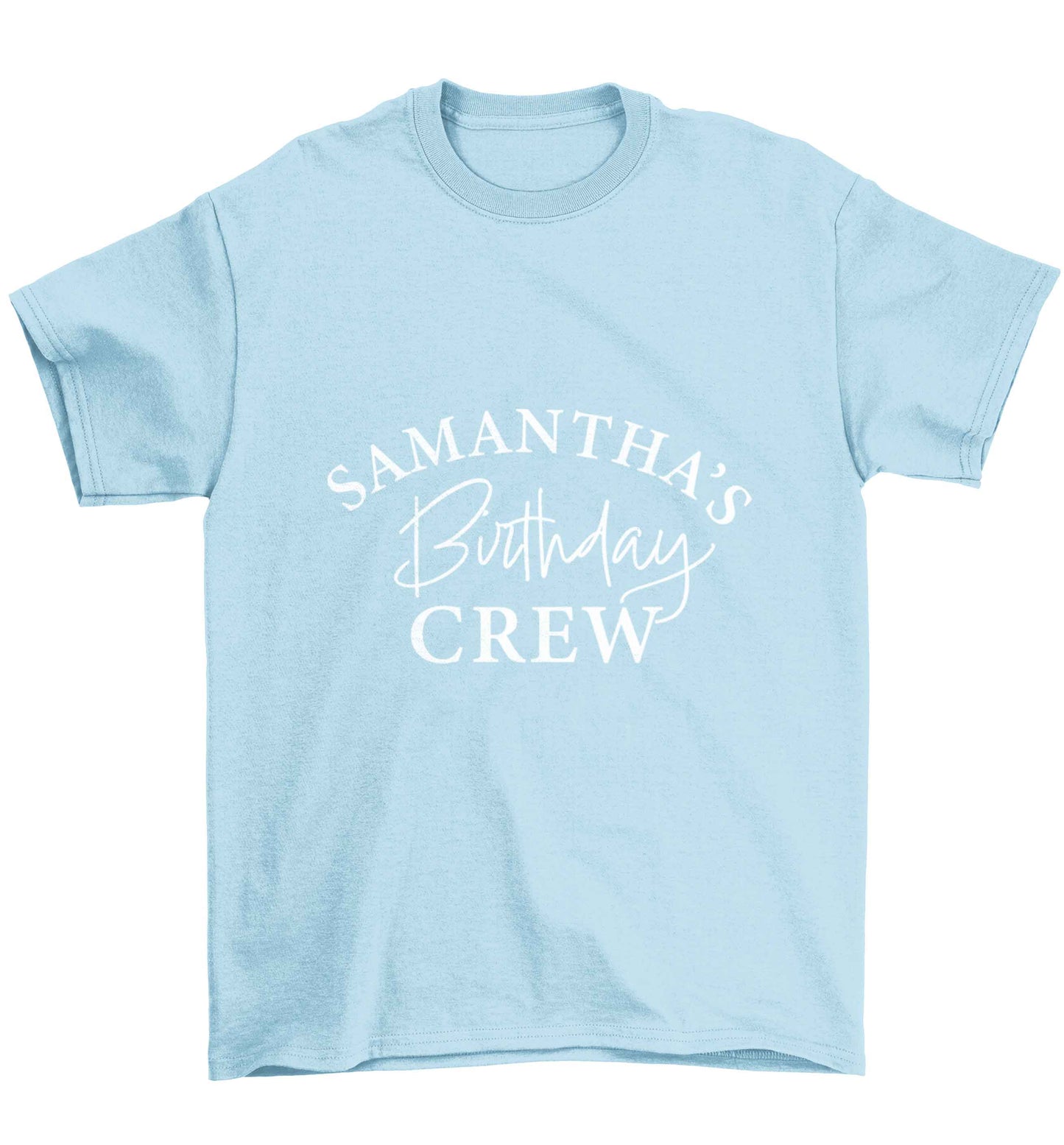 Personalised birthday crew Children's light blue Tshirt 12-13 Years