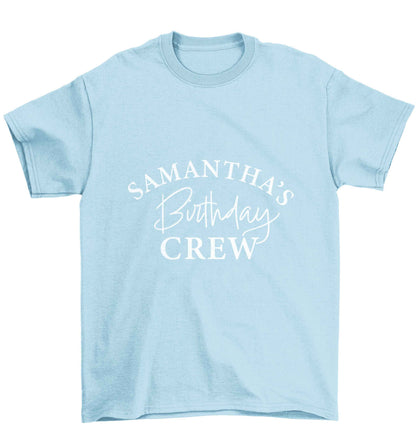 Personalised birthday crew Children's light blue Tshirt 12-13 Years