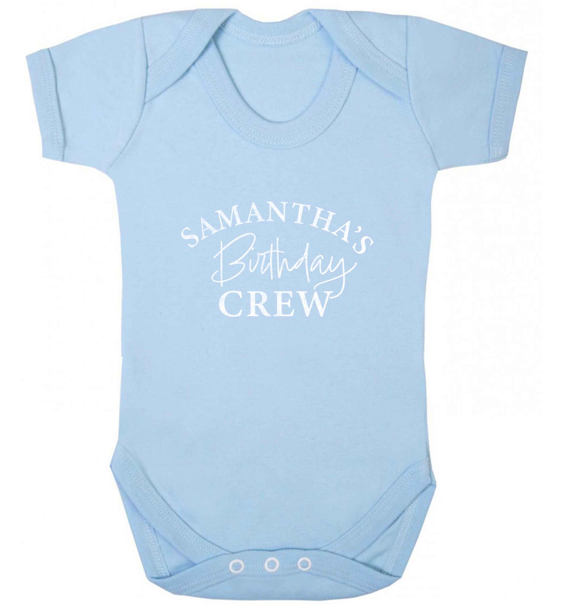 Personalised birthday crew baby vest pale blue 18-24 months