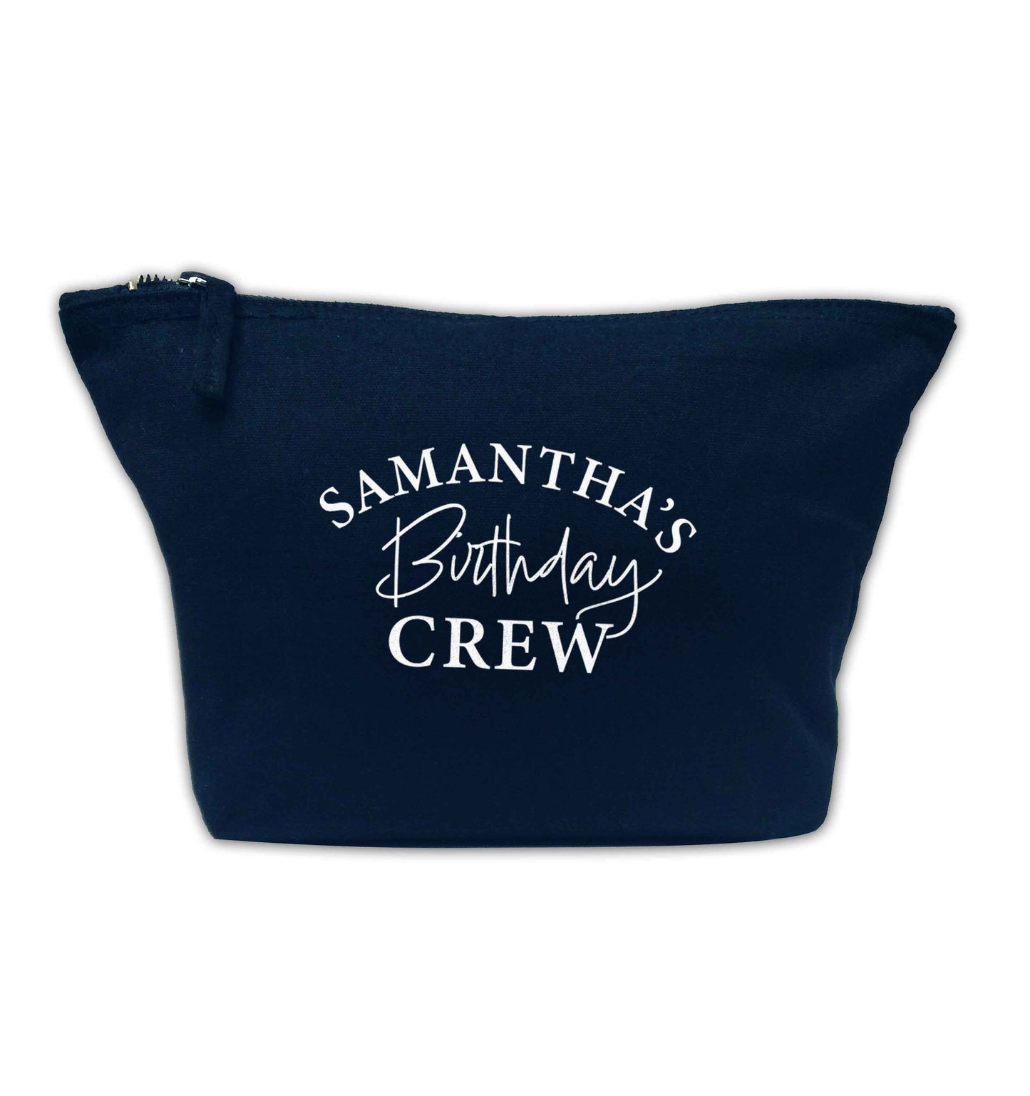 Personalised birthday crew navy makeup bag