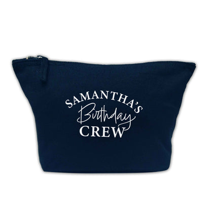 Personalised birthday crew navy makeup bag