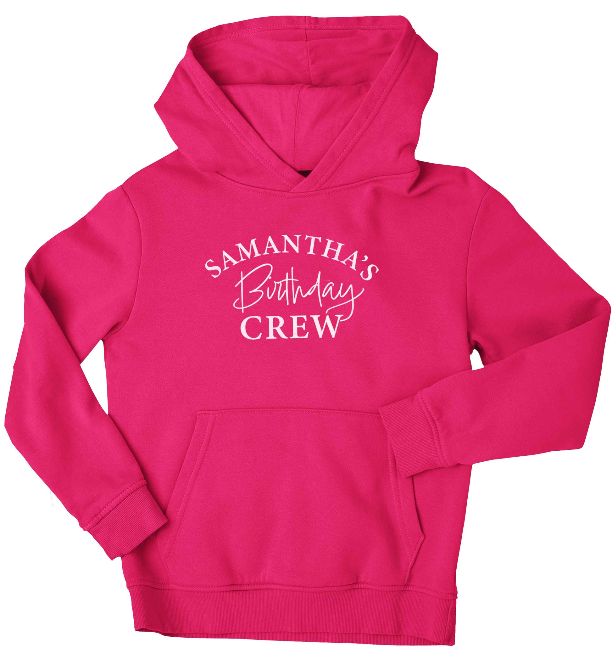 Personalised birthday crew children's pink hoodie 12-13 Years