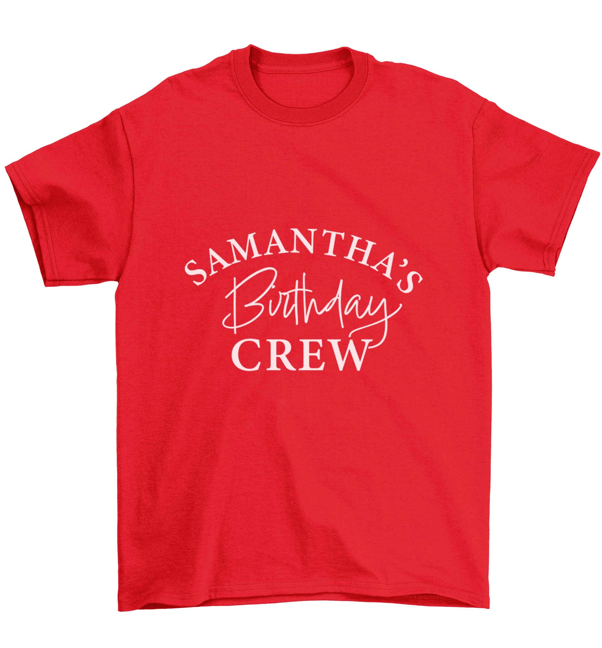Personalised birthday crew Children's red Tshirt 12-13 Years