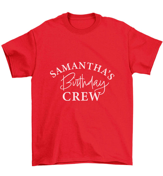 Personalised birthday crew Children's red Tshirt 12-13 Years