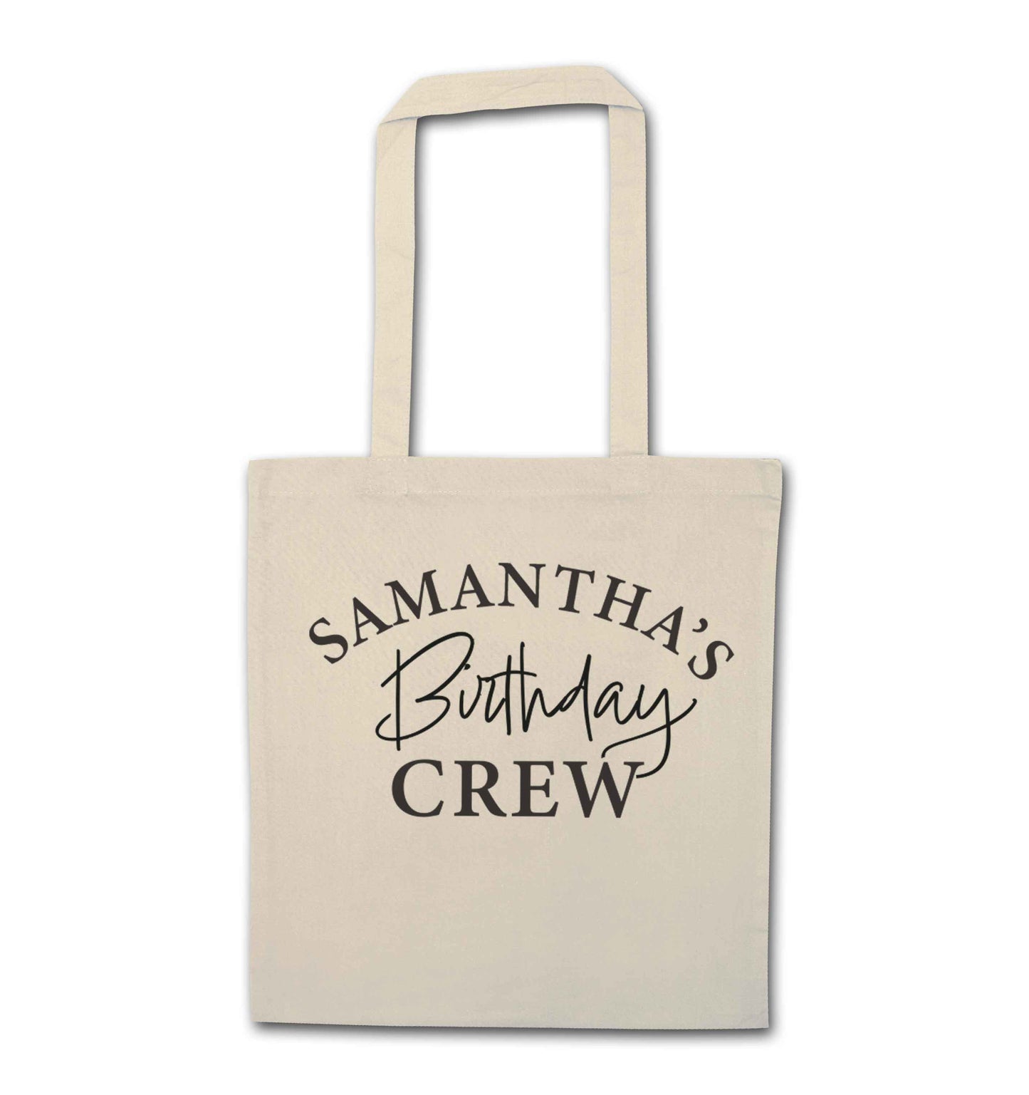 Personalised birthday crew natural tote bag