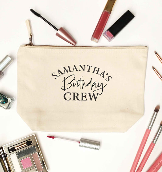 Personalised birthday crew natural makeup bag