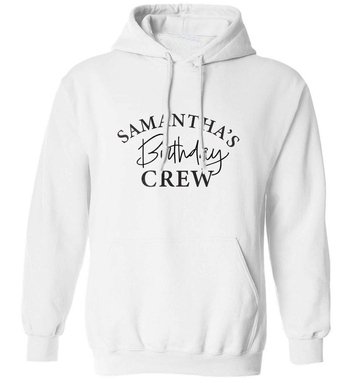 Personalised birthday crew adults unisex white hoodie 2XL