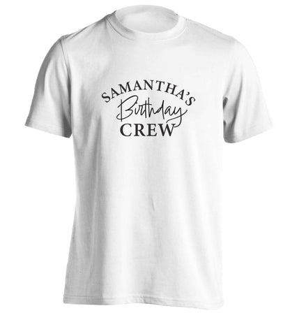Personalised birthday crew adults unisex white Tshirt 2XL