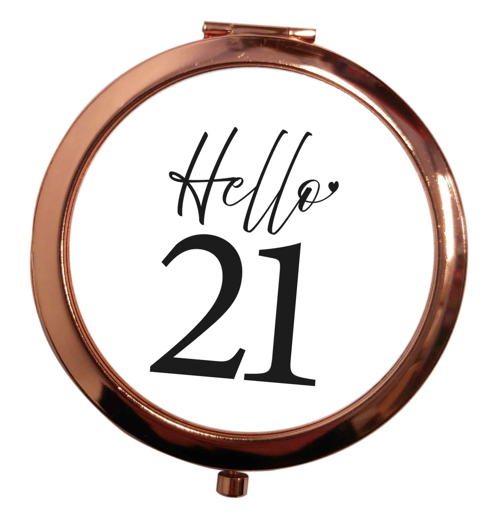 Hello 21 rose gold circle pocket mirror