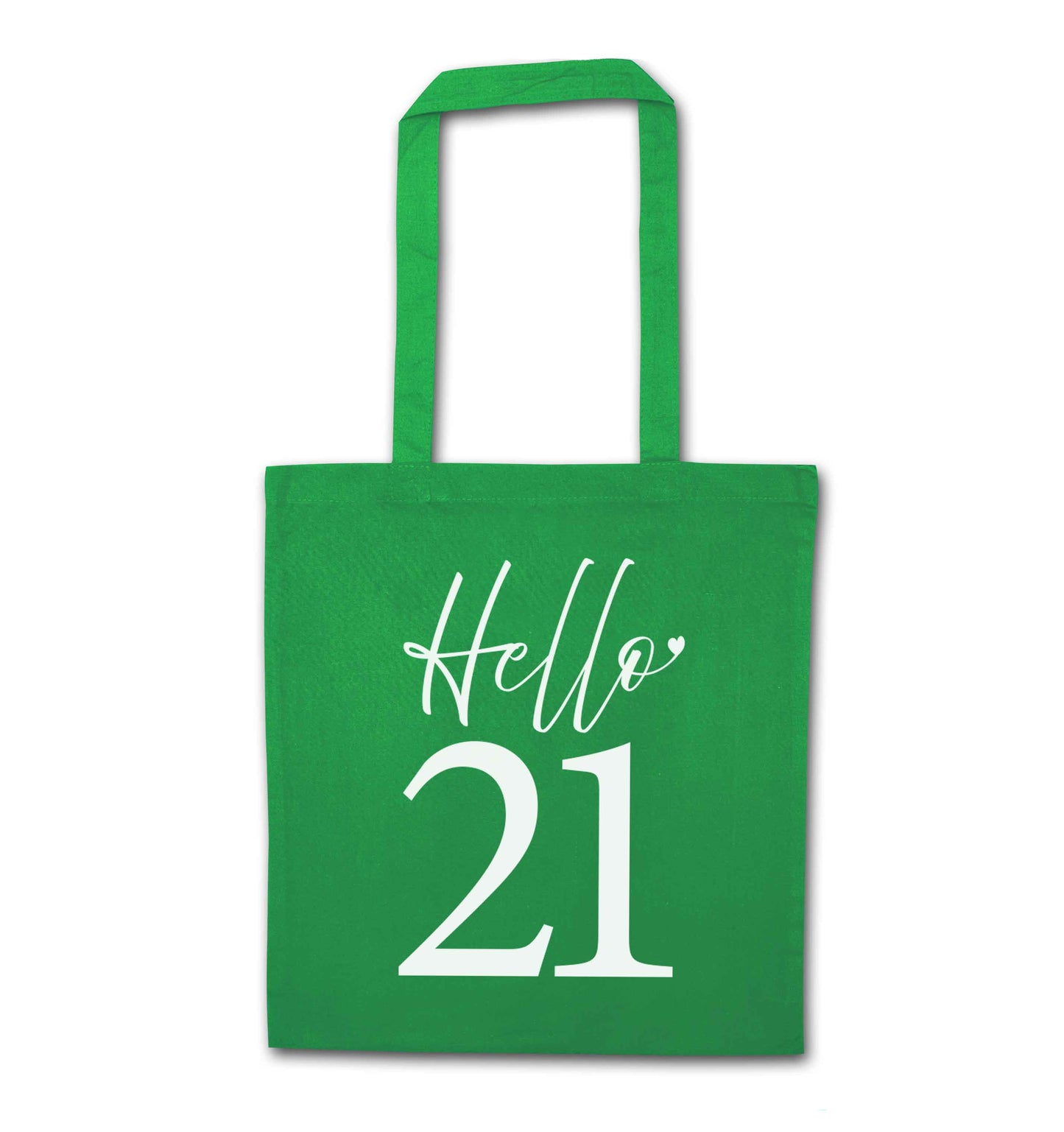 Hello 21 green tote bag