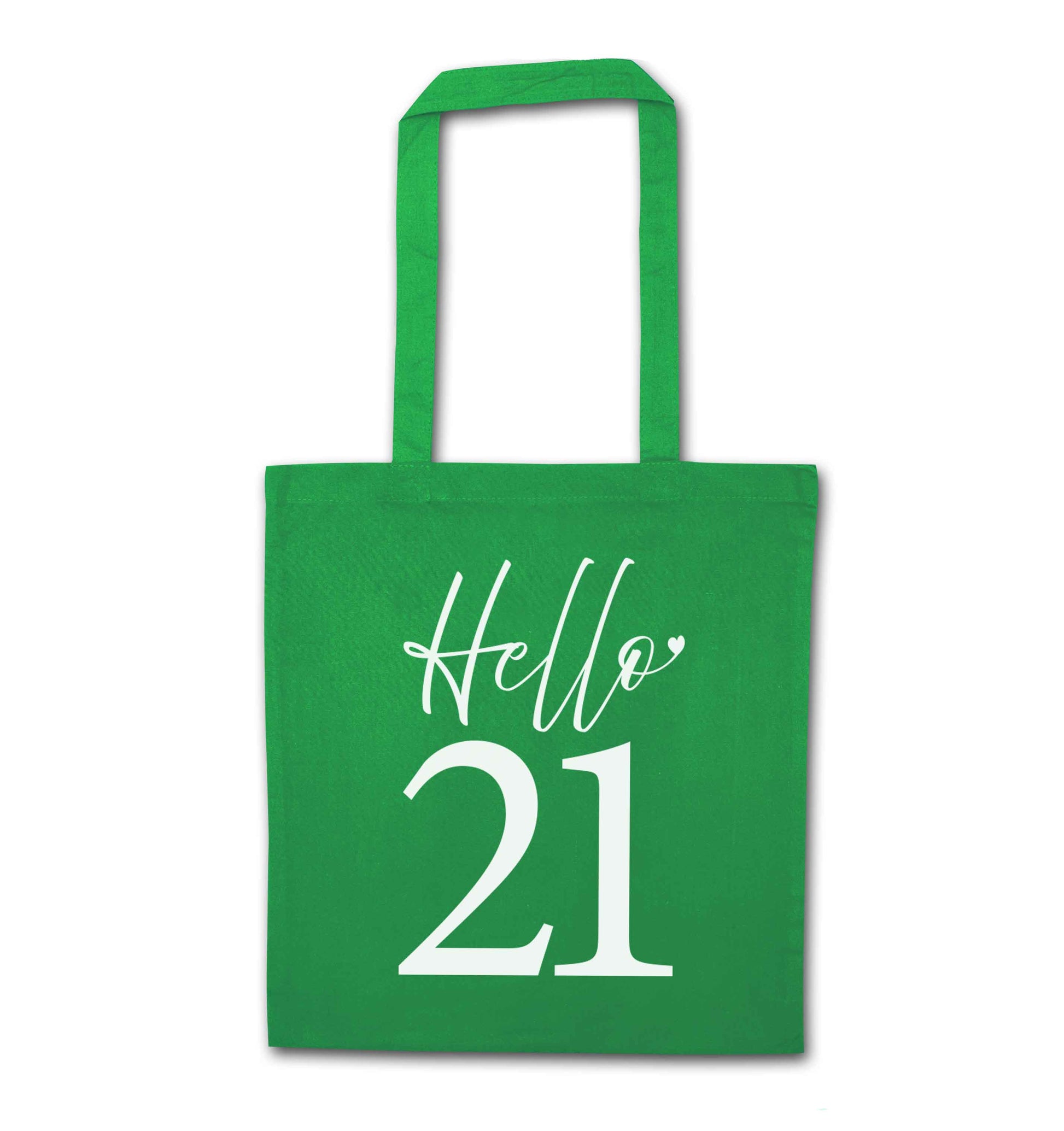 Hello 21 green tote bag