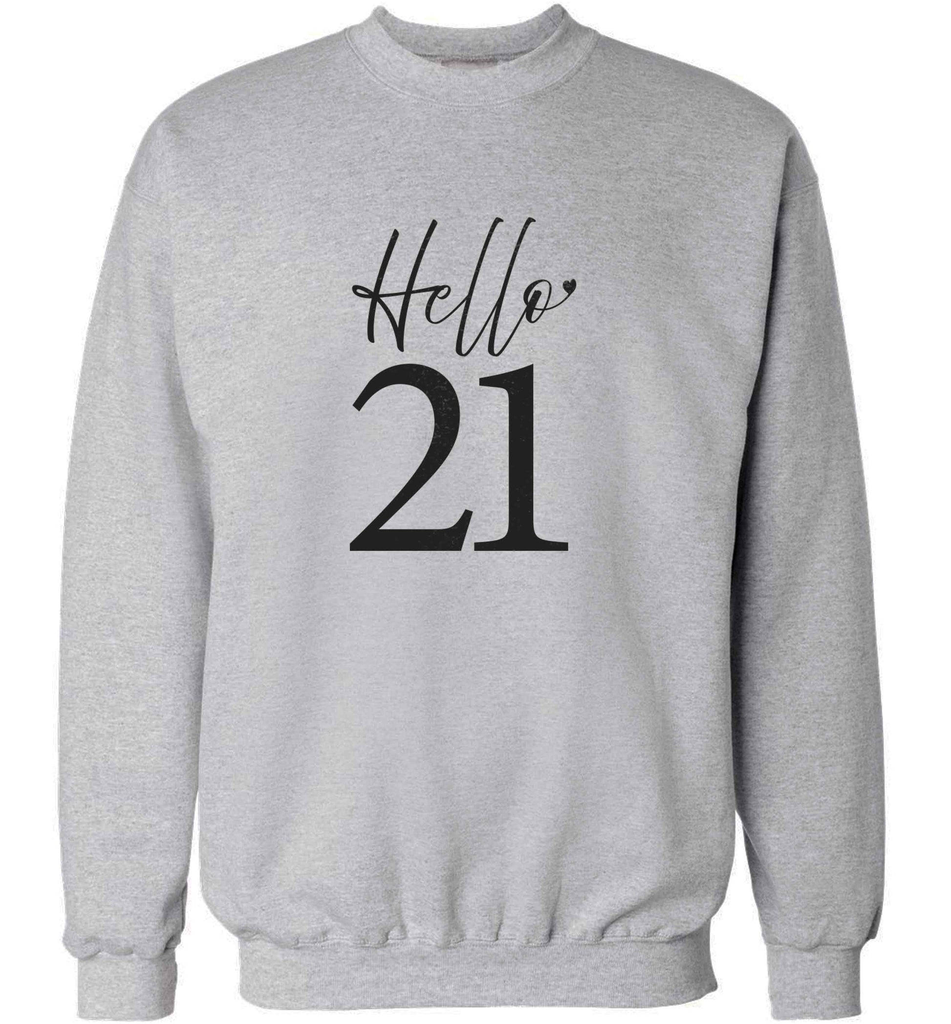 Hello 21 adult's unisex grey sweater 2XL