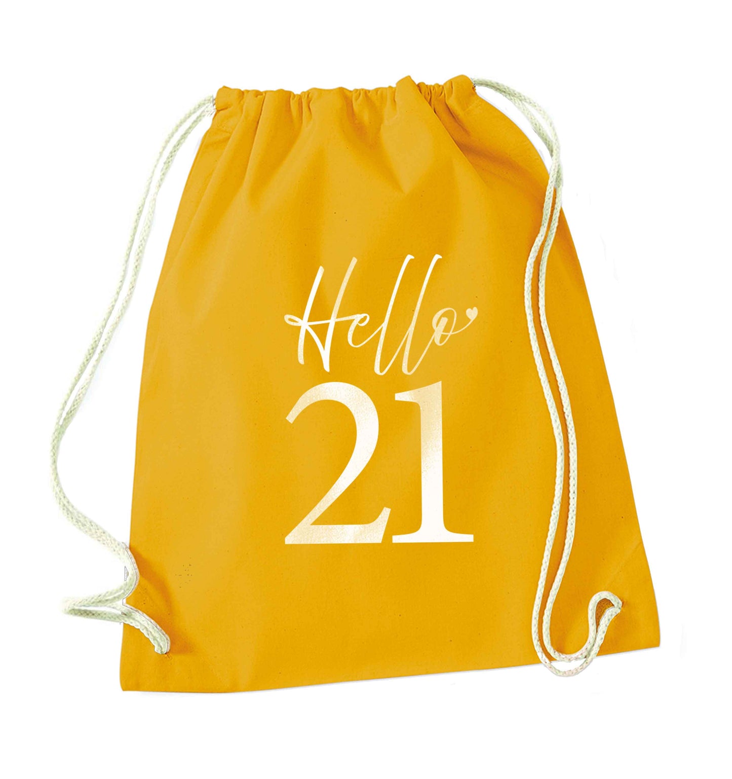 Hello 21 mustard drawstring bag