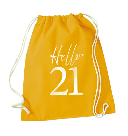 Hello 21 mustard drawstring bag