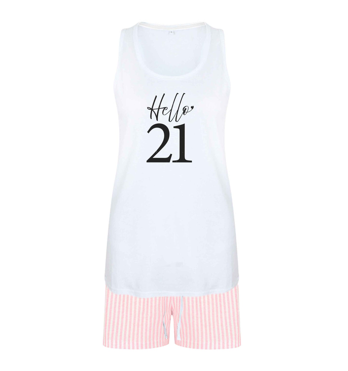 Hello 21 size XL women's pyjama shorts set in pink