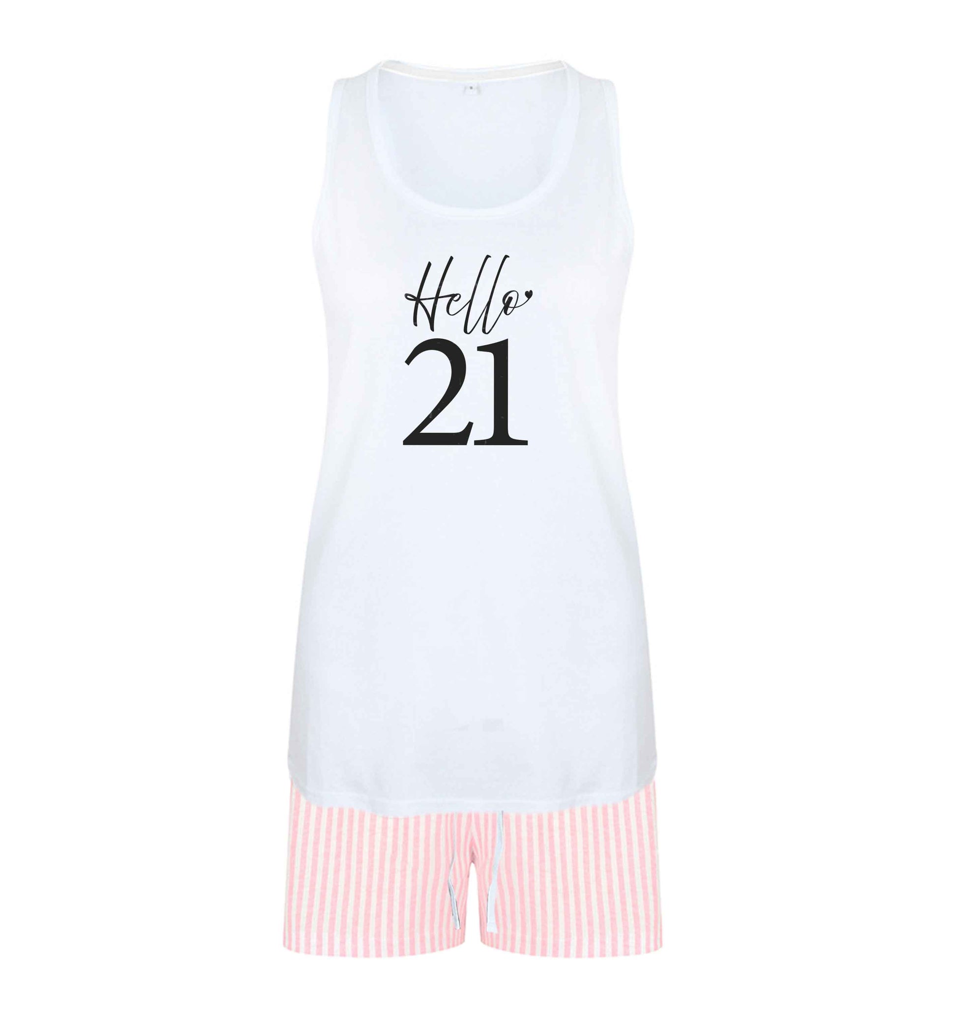 Hello 21 size XL women's pyjama shorts set in pink
