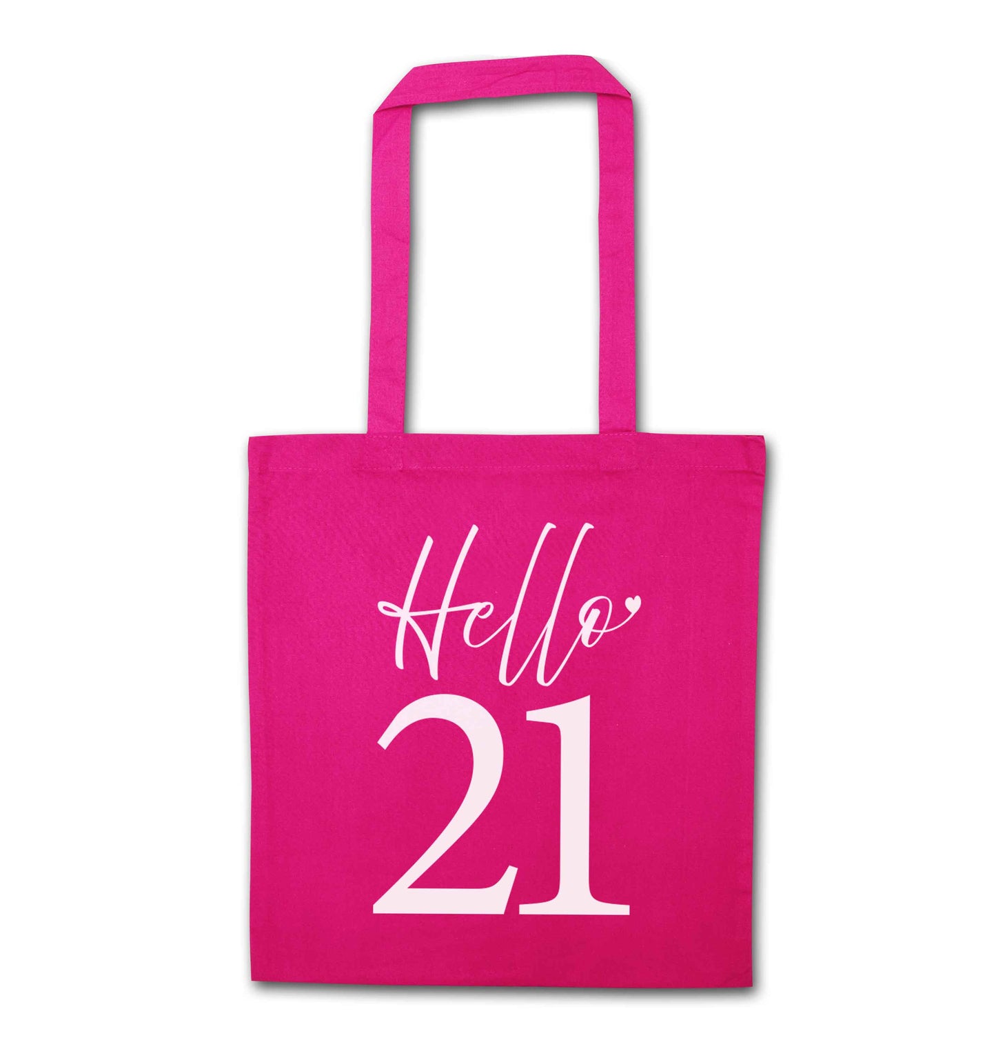 Hello 21 pink tote bag