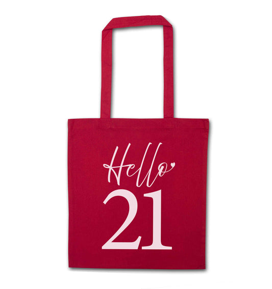 Hello 21 red tote bag