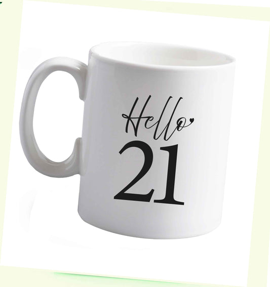10 oz Hello 21 ceramic mug right handed