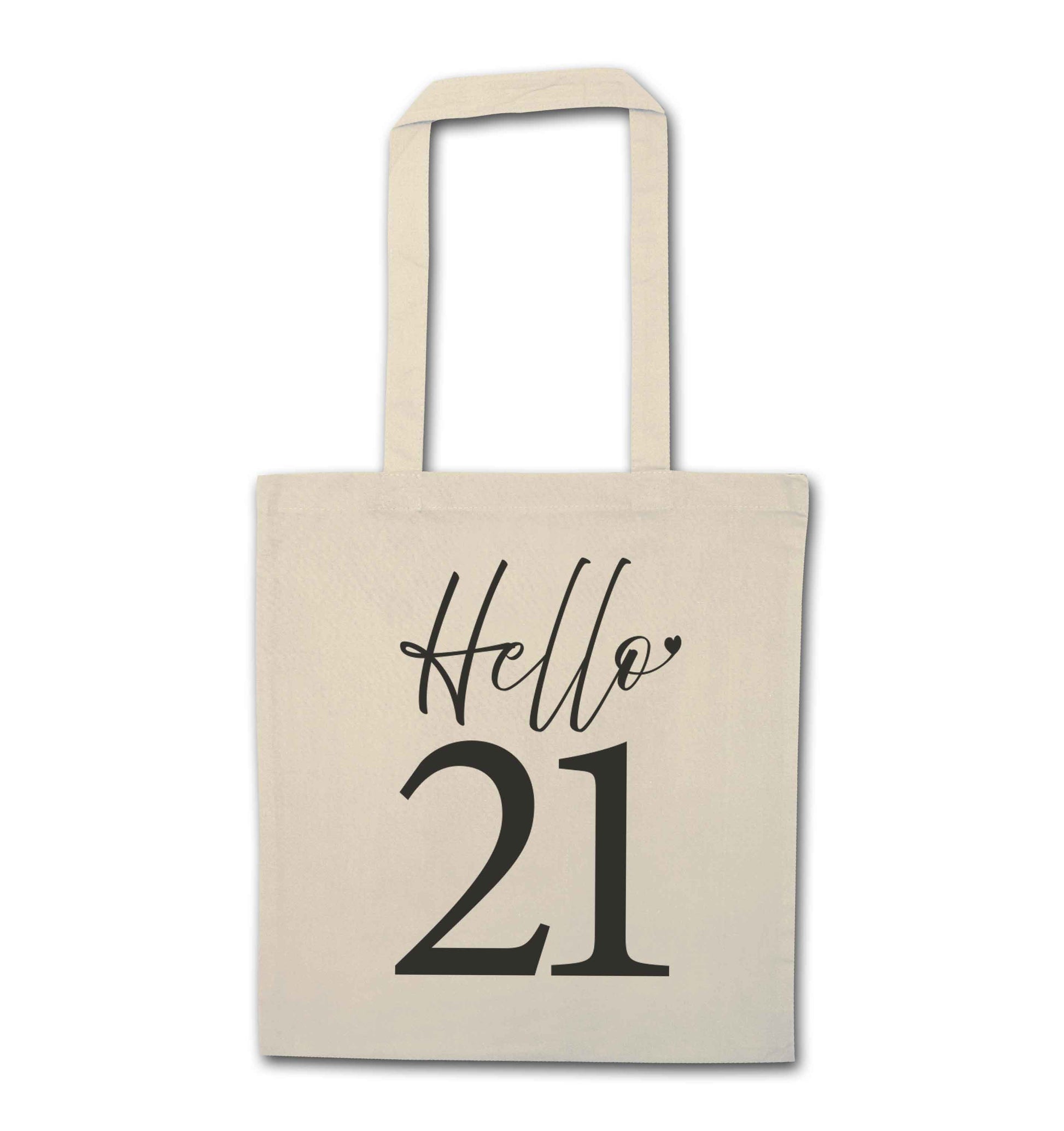 Hello 21 natural tote bag
