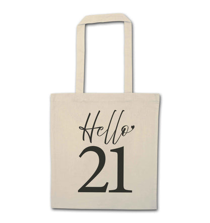 Hello 21 natural tote bag