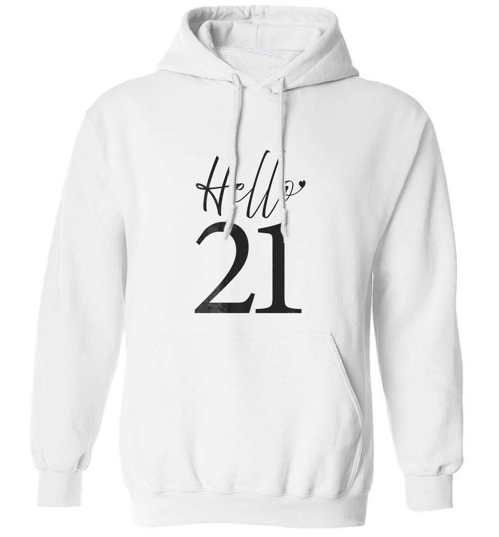 Hello 21 adults unisex white hoodie 2XL