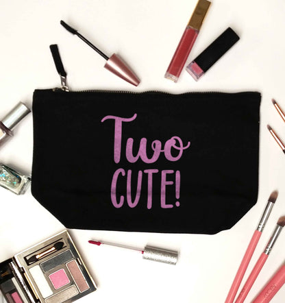 Two cute pink text black makeup bag