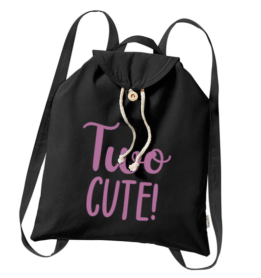 Two cute organic cotton backpack tote with wooden buttons in black
