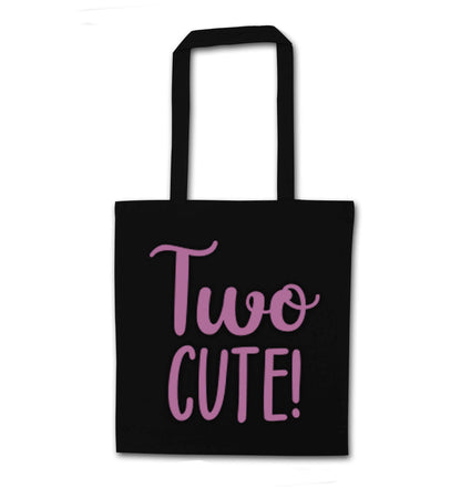 Two cute pink text black tote bag